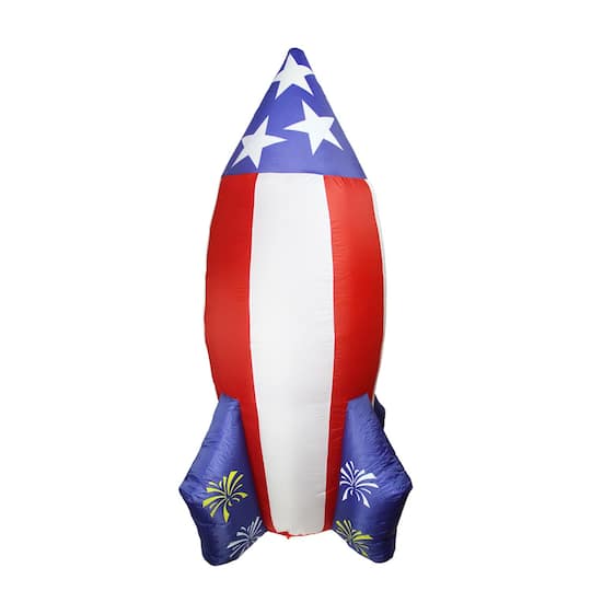 96&#x22; Red White &#x26; Blue Rocket Lighted Yard Inflatable